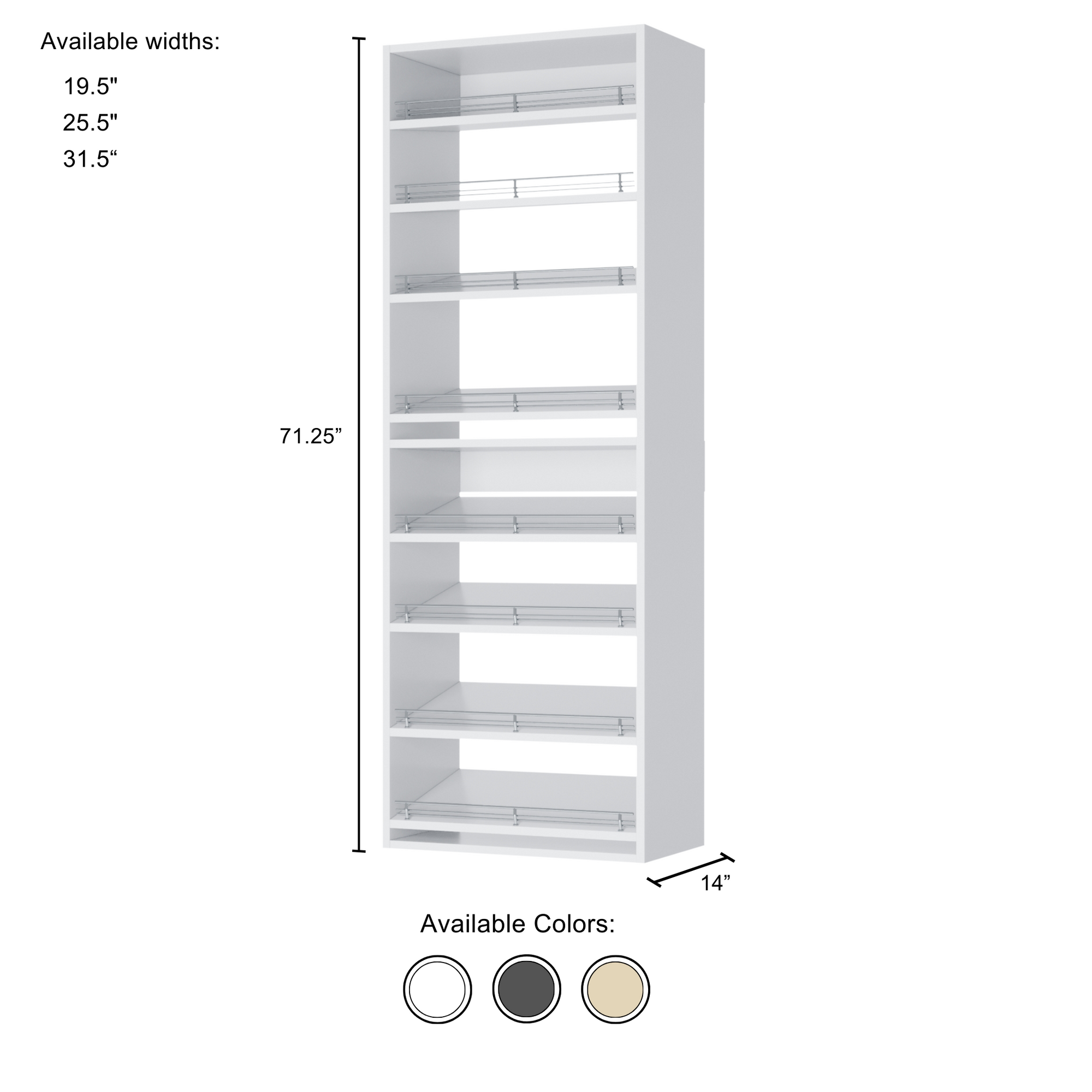 White Slanted (8 Shelves)