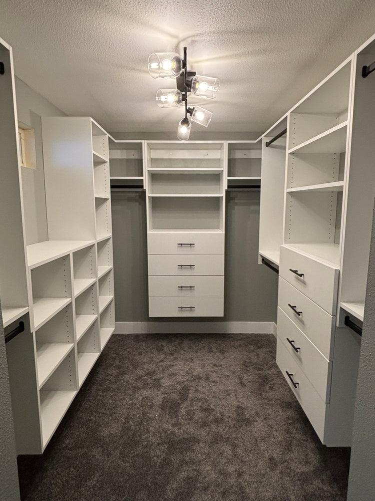 Customer photo of installed white Vista walk-in