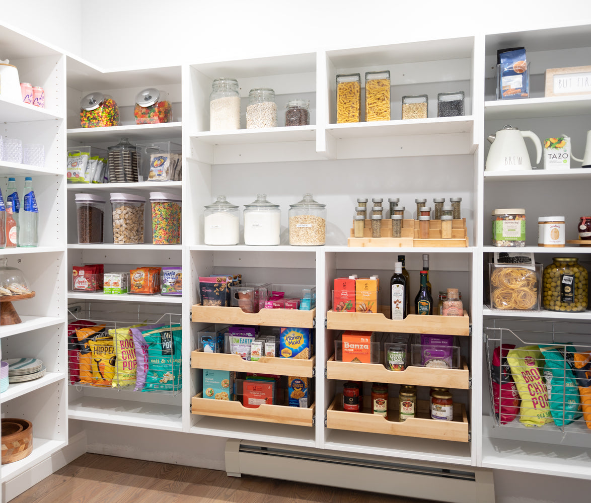 Customer photo of installed white walk-in Pantry