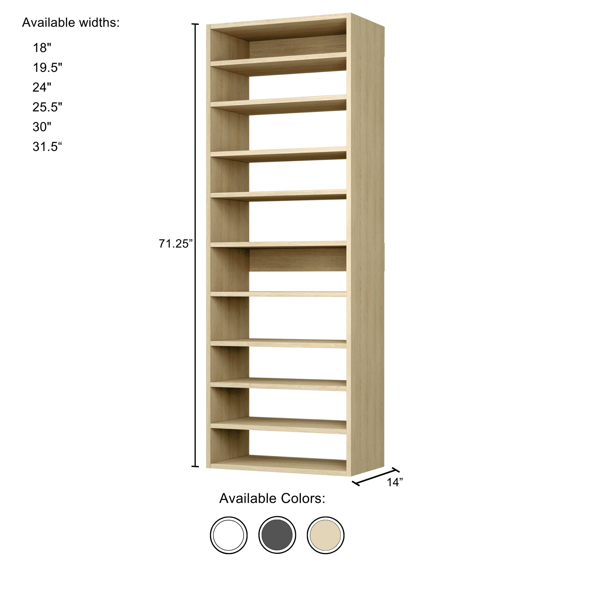 Natural Oak Straight (8 Shelves)