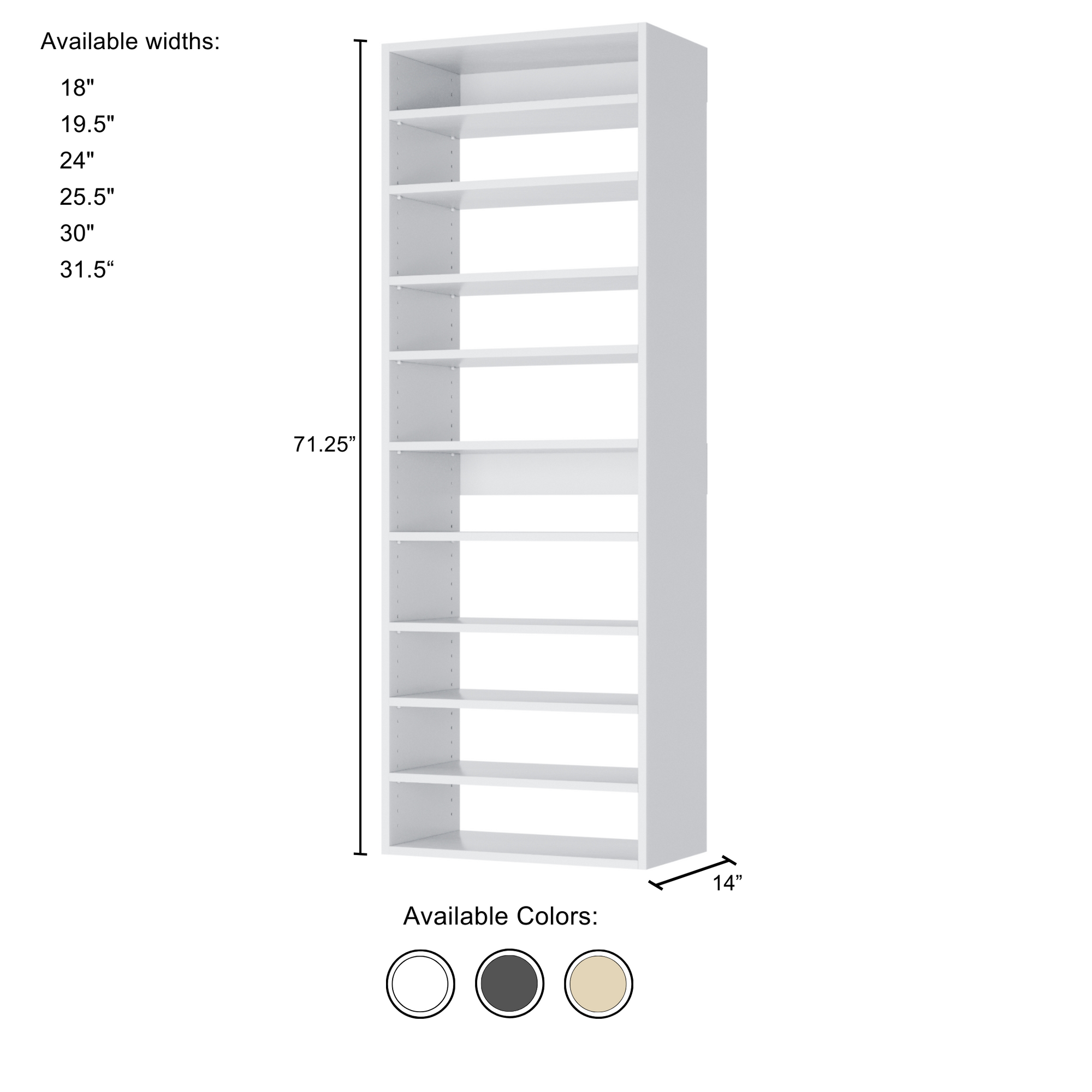 White Straight (8 Shelves)