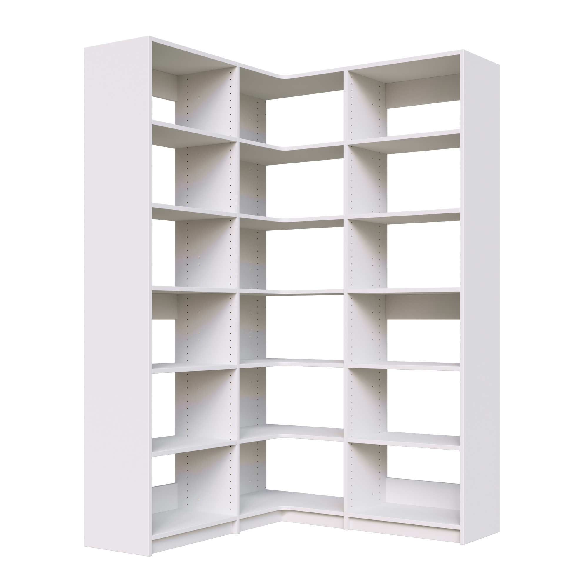 White corner shelving kit, 53.25 inch, with adjustable shelves