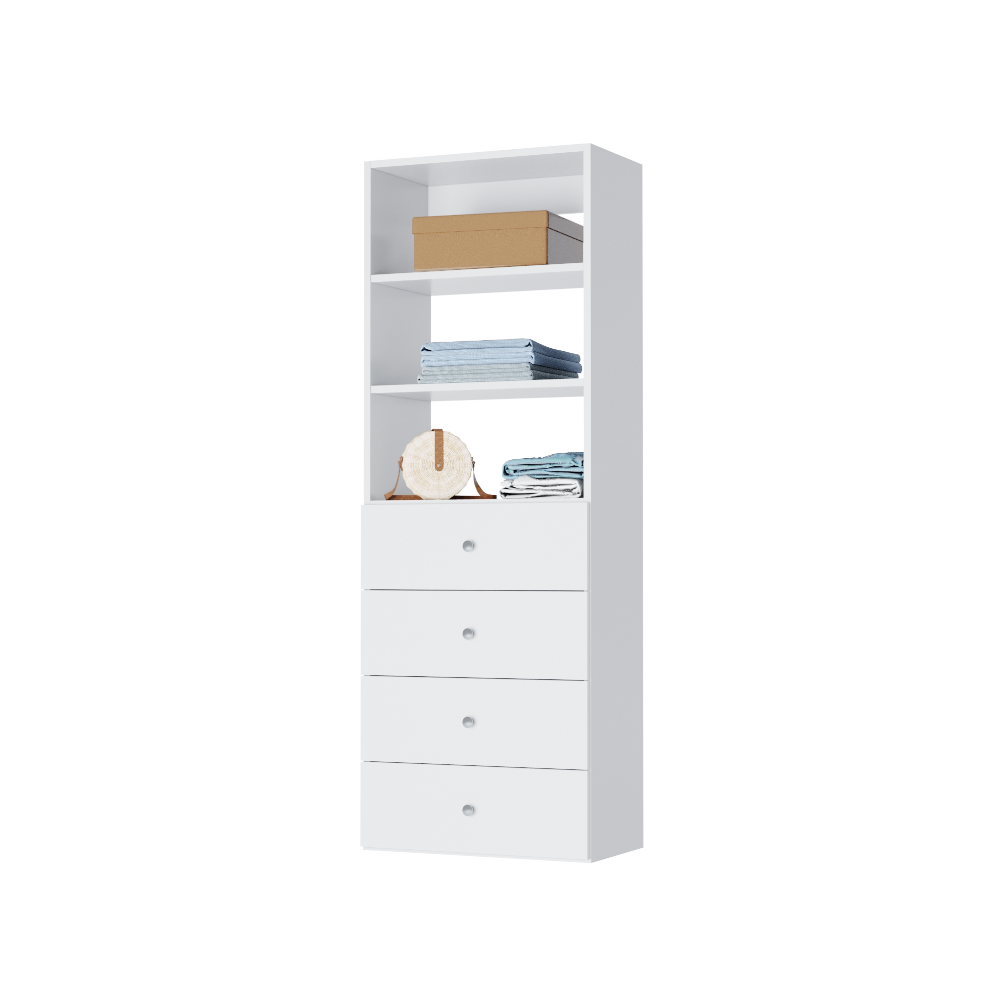 Vista 4 Drawer Shelf Closet Tower