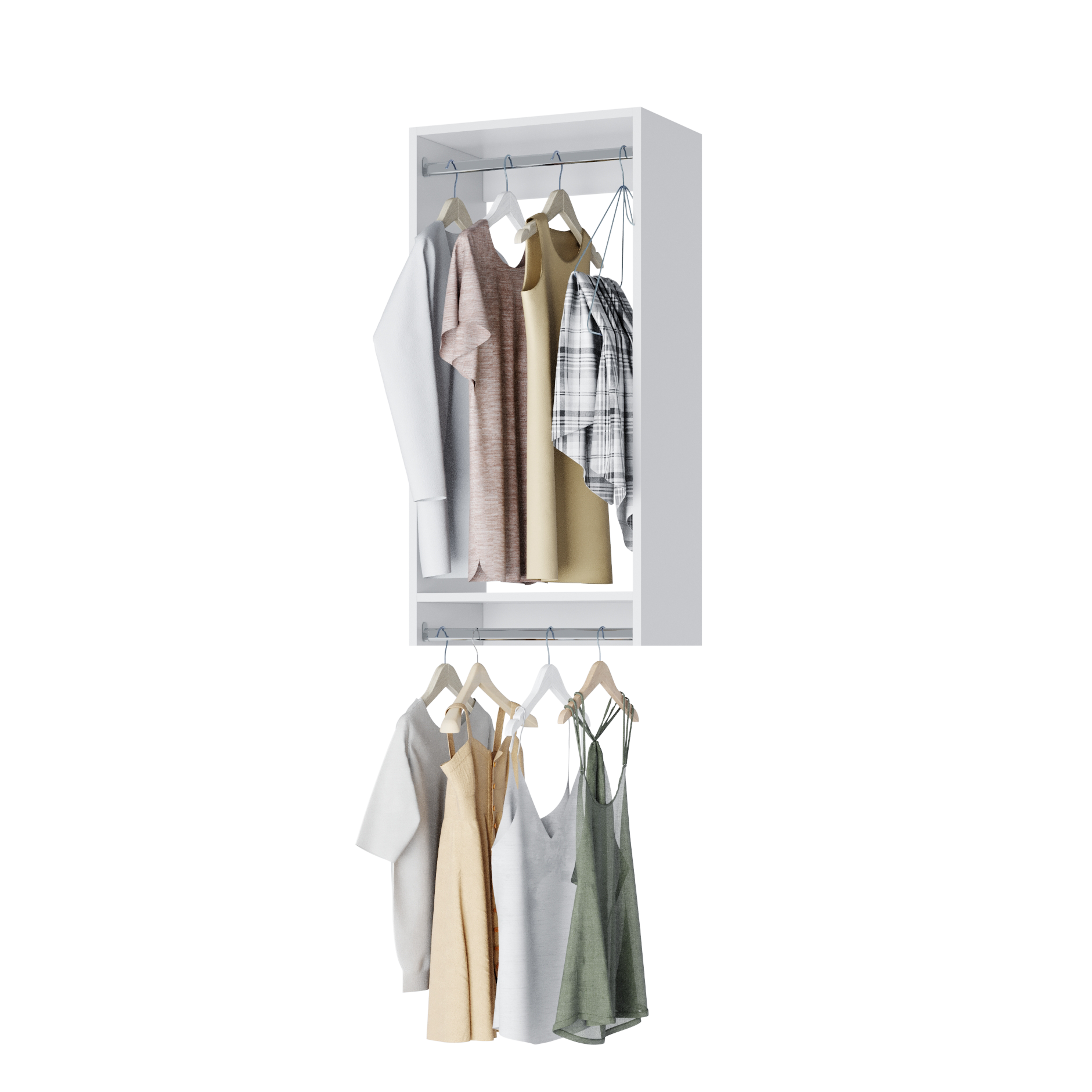Double hang shop clothes rail